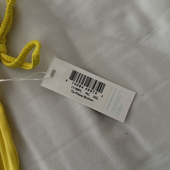 frankie’s bikinis pina colada color yellow tia bottom in plodded fabric XXL - Picture 2 of 6